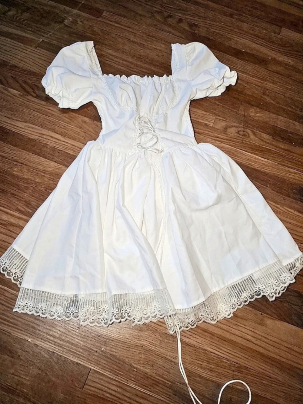 White Lace Trim Mini Dress Like New